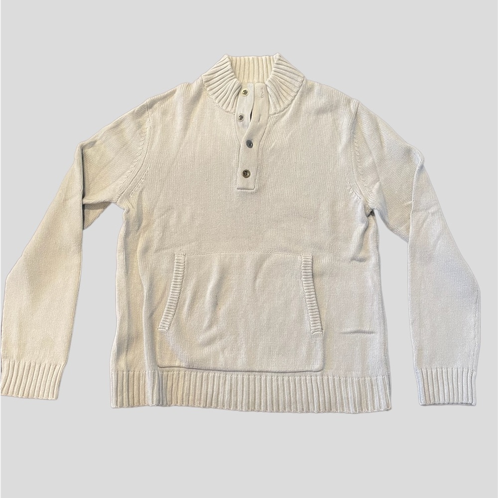 Banana Republic Large Quarter Button Light Blue Sweater with Front Pocket
